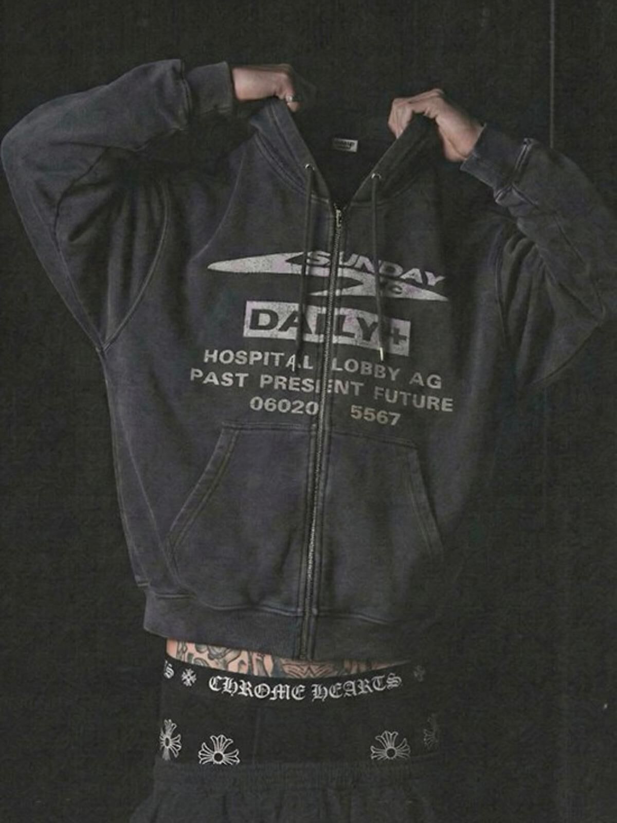 洗水英文字連帽拉鍊外套 TAC-0386JK