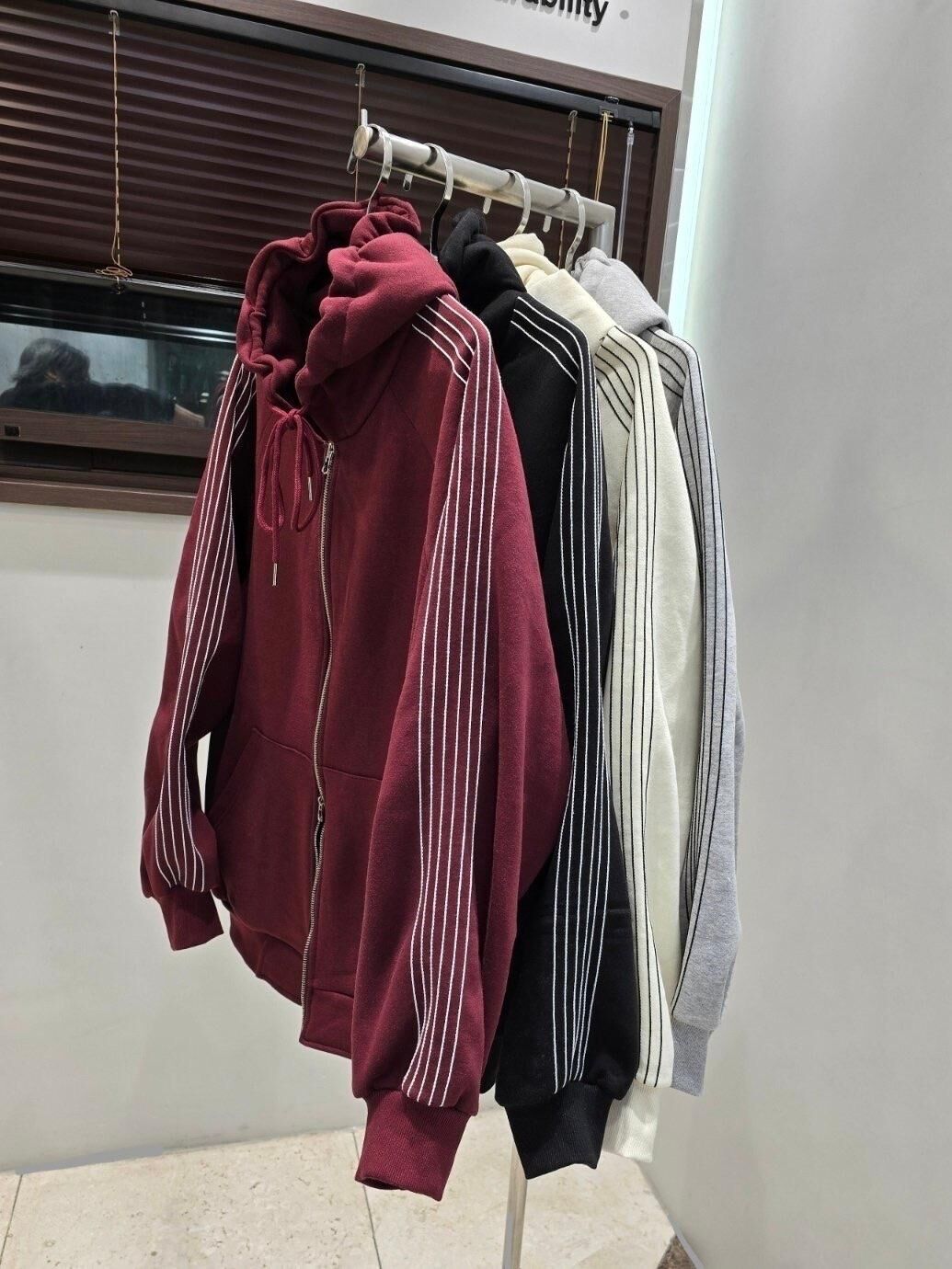 五間連帽拉鍊外套(薄抓毛底) TAC-0392JK