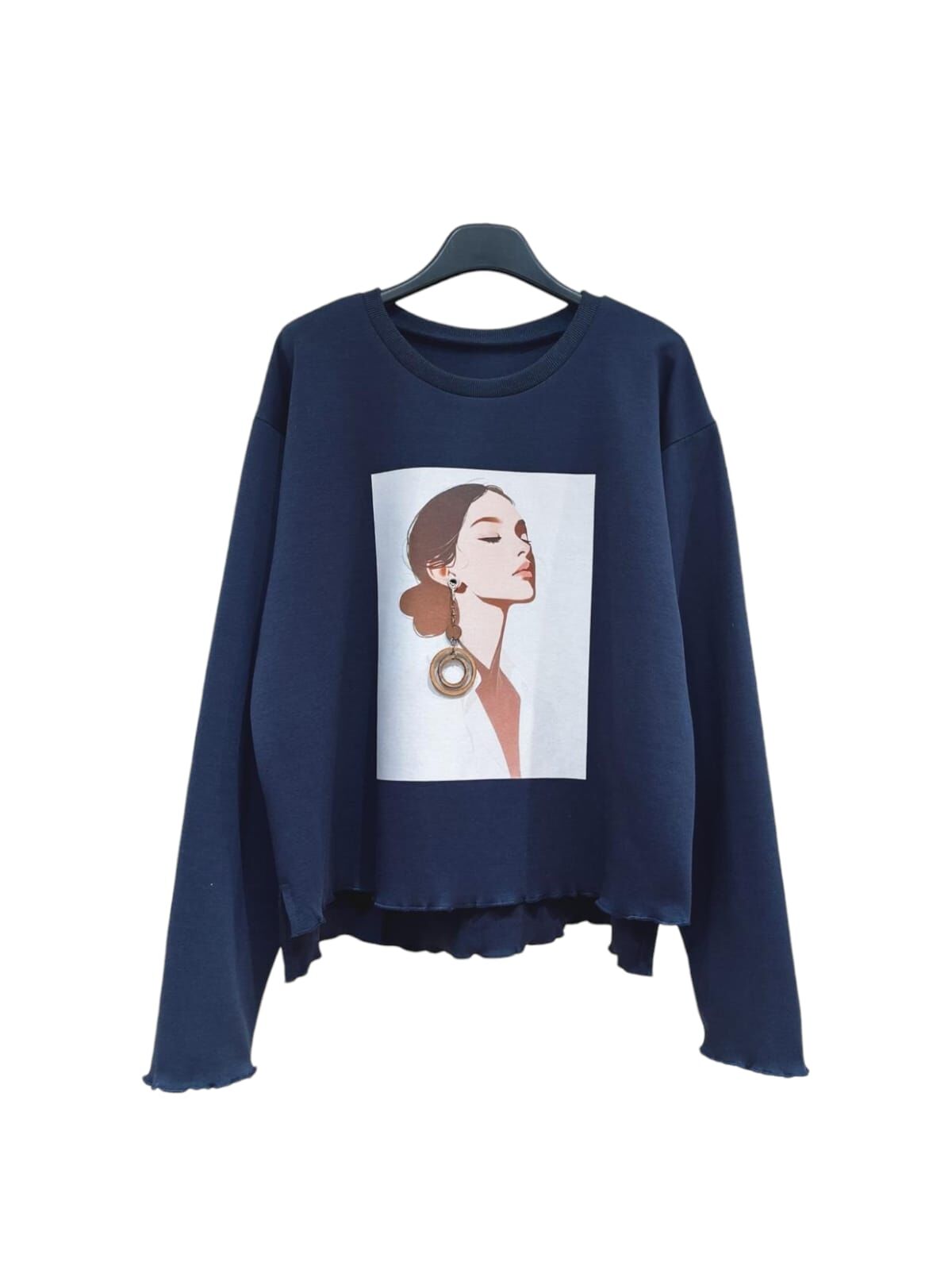 A51 #23697  圓形耳環女Top -  藍色