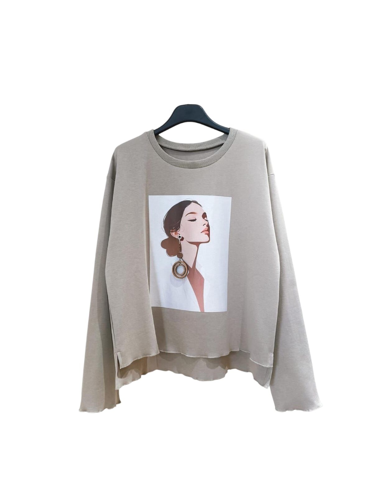 A52 #23697  圓形耳環女Top -  杏色