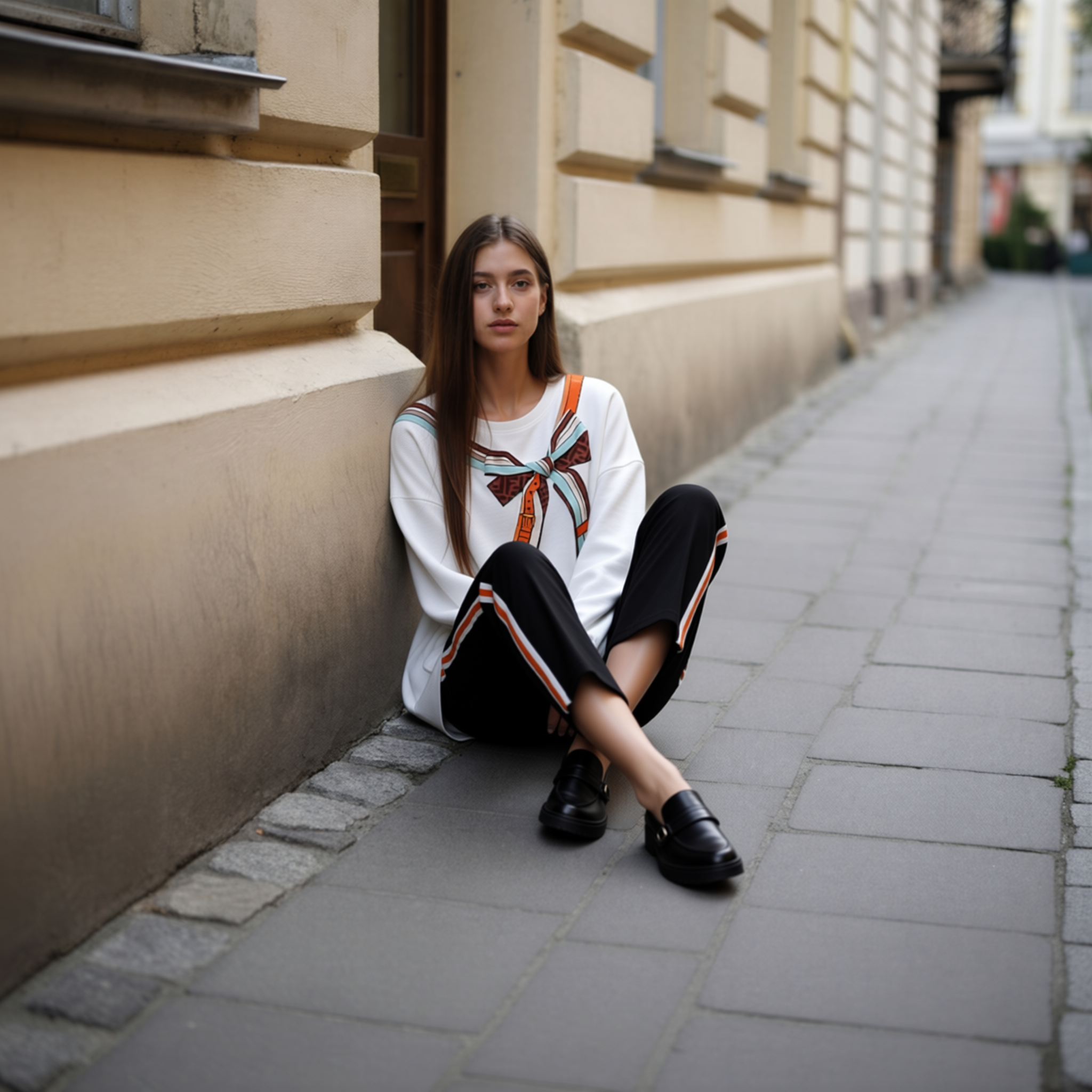 FF kids 白色 蝴蝶結圖案 衞衣