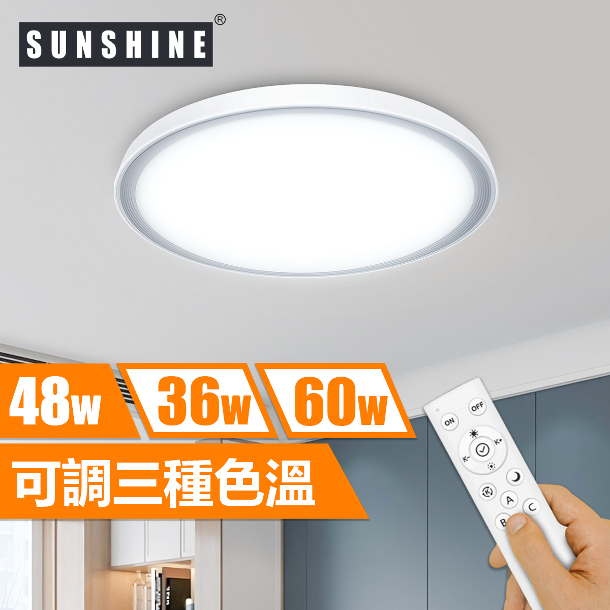 [CLJ2款] 天花吸頂燈 遙控三色溫 36W/48W/60W