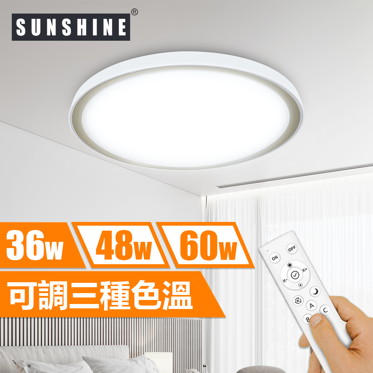 [CLJ3款] 天花吸頂燈 遙控三色溫 36W/48W/60W