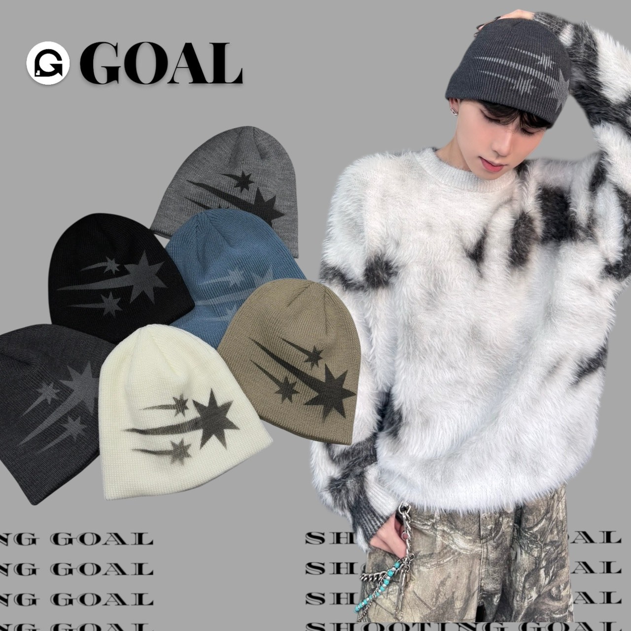 (GOAL) 正韓 流星 十字星 冷帽 毛帽