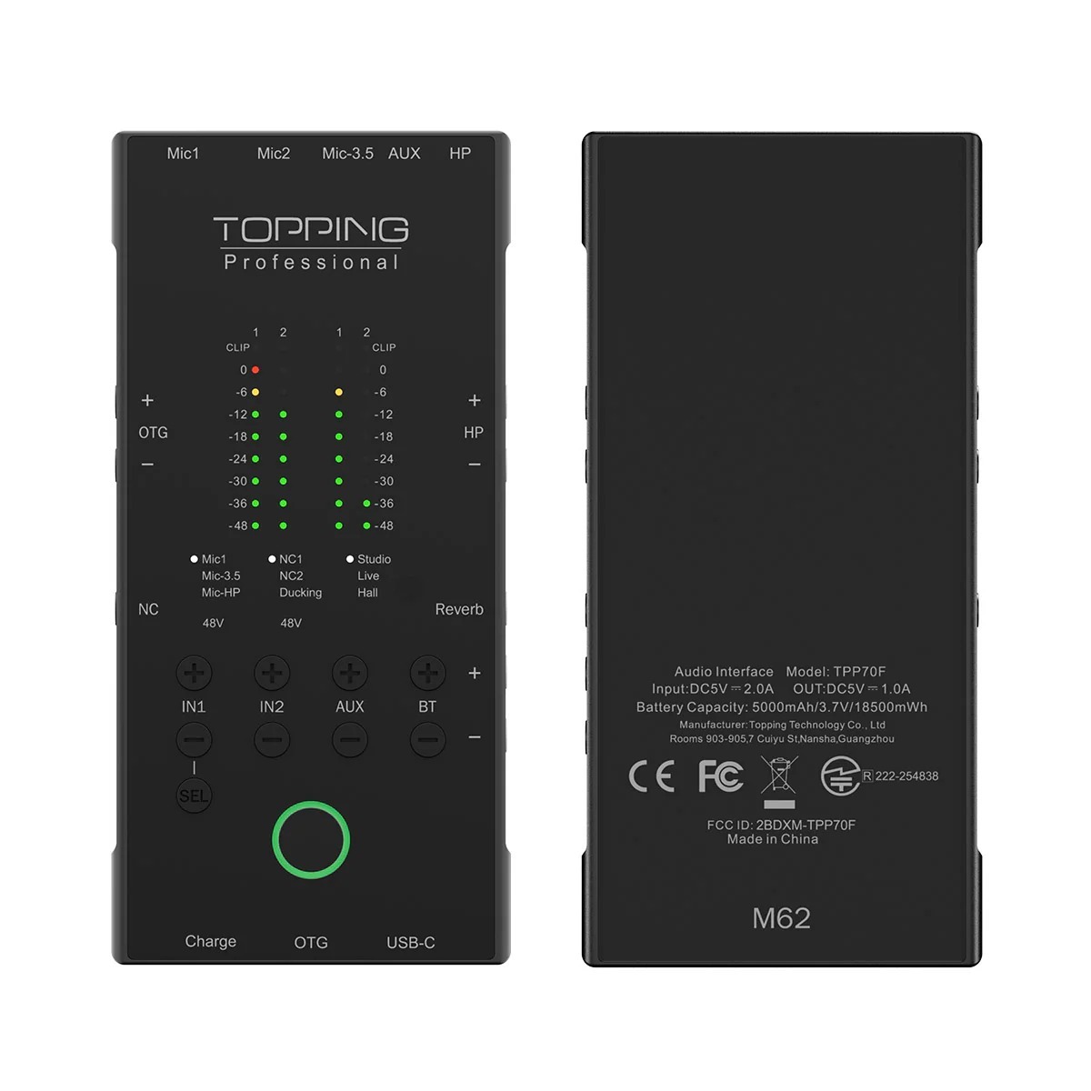 TOPPING Professional M62 次世代行動錄音介面｜直播/錄音/OTG (附遙控器)