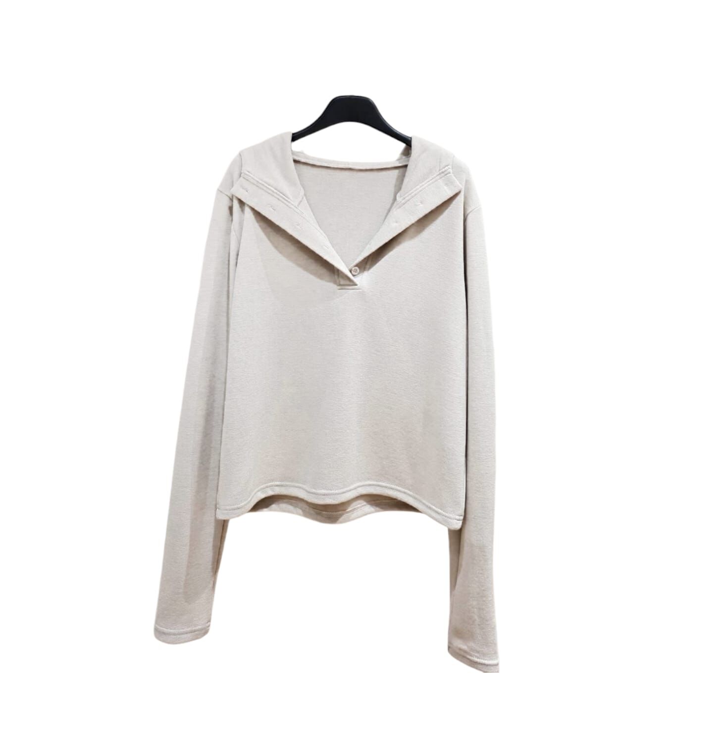 A54 #23003  有帽毛面top -  杏色