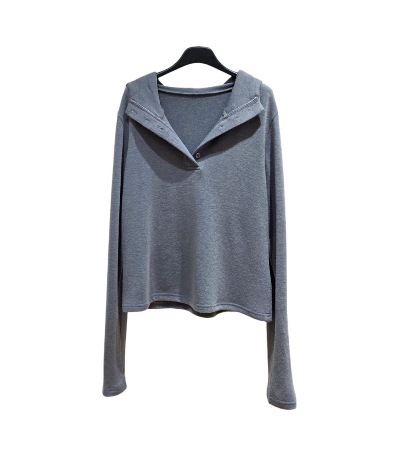 A56 #23003  有帽毛面top -  藍色