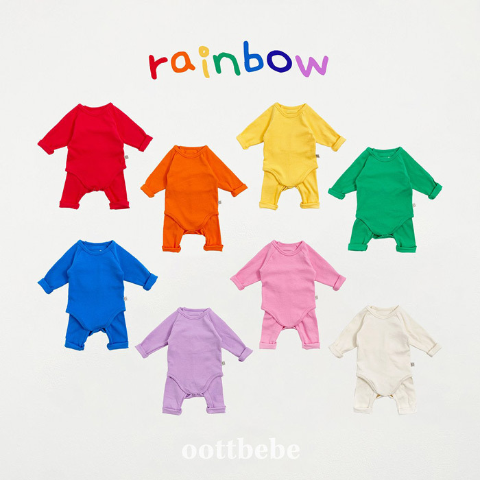 正韓春oott bebe 彩虹泡泡包屁衣套裝