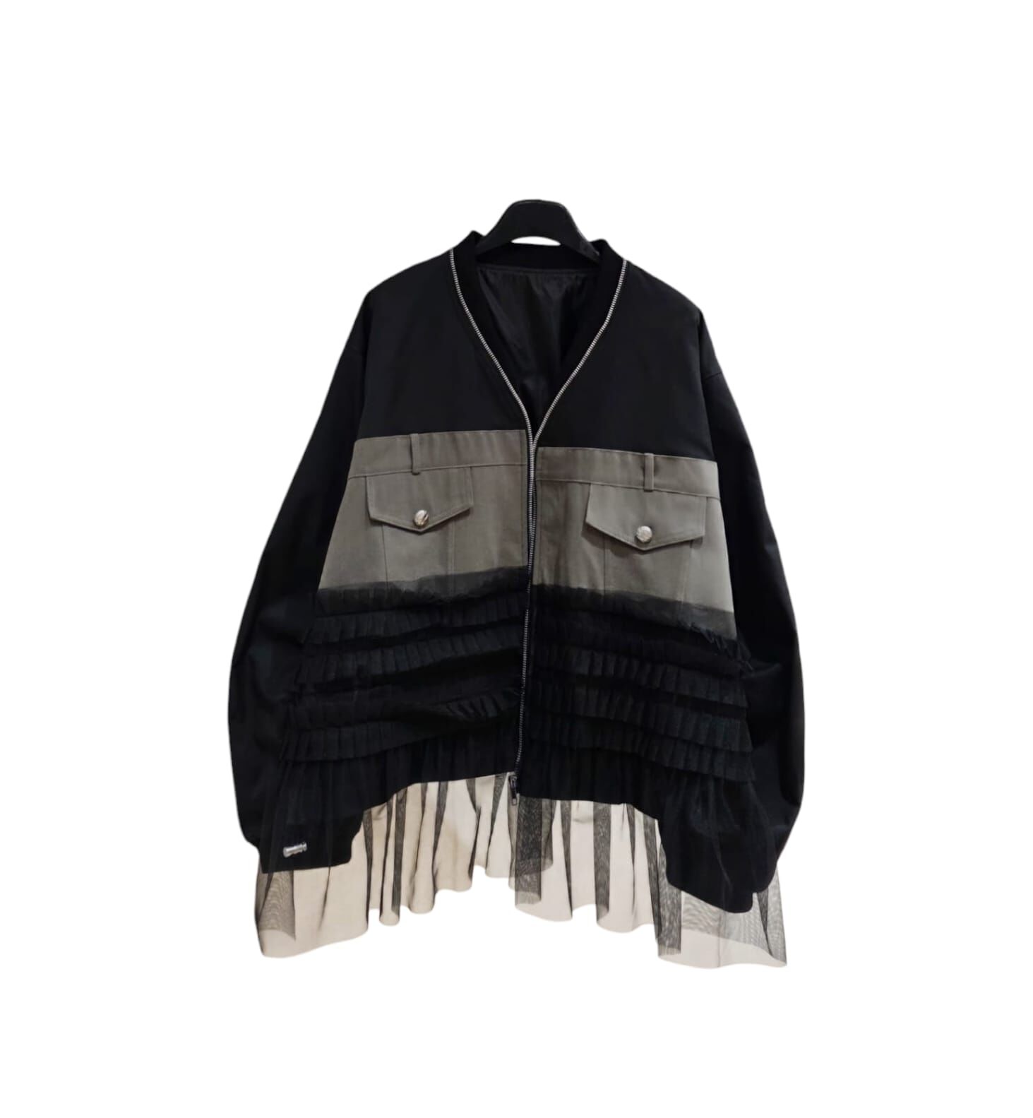 A57 #23719 拼紗網外套 -  黑色