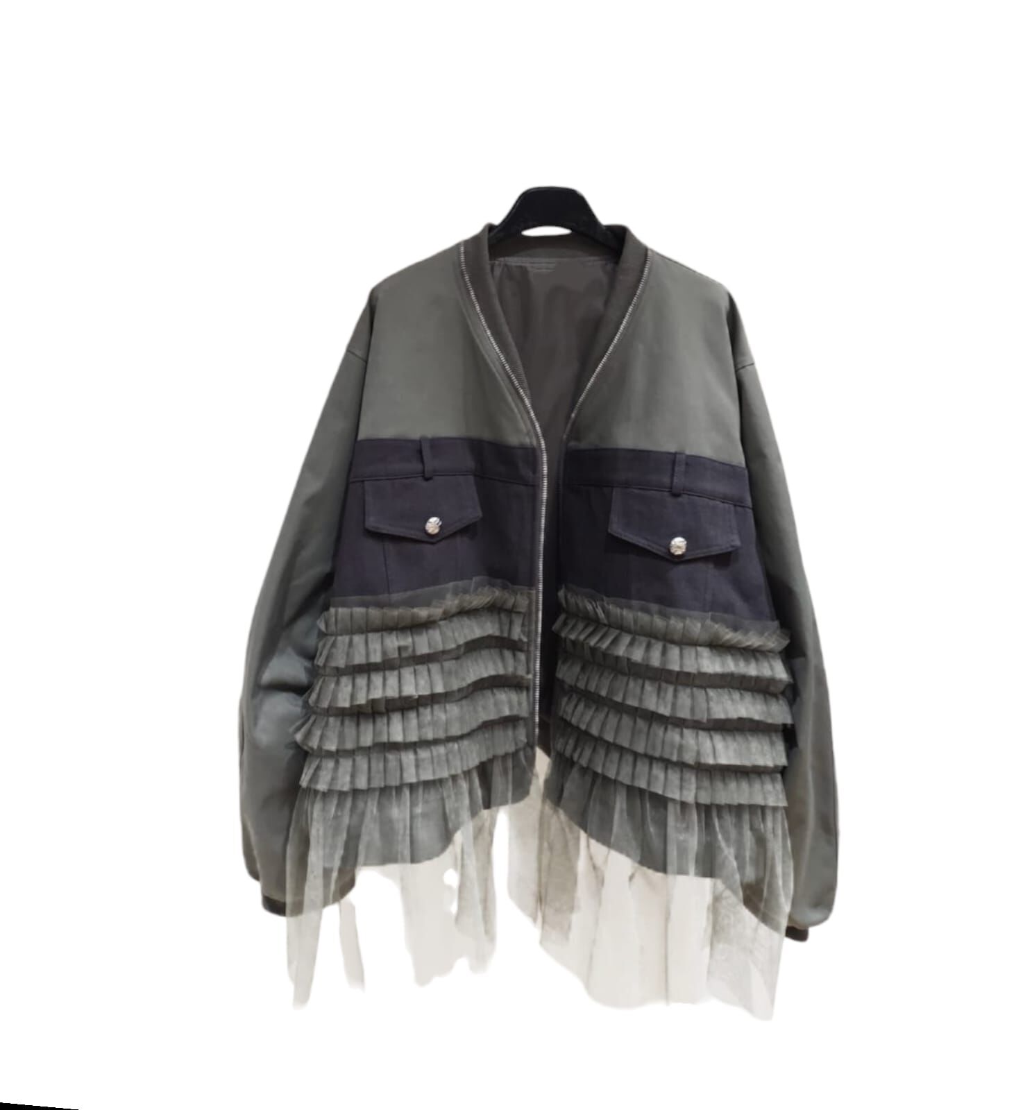 A58 #23719 拼紗網外套 -  綠色