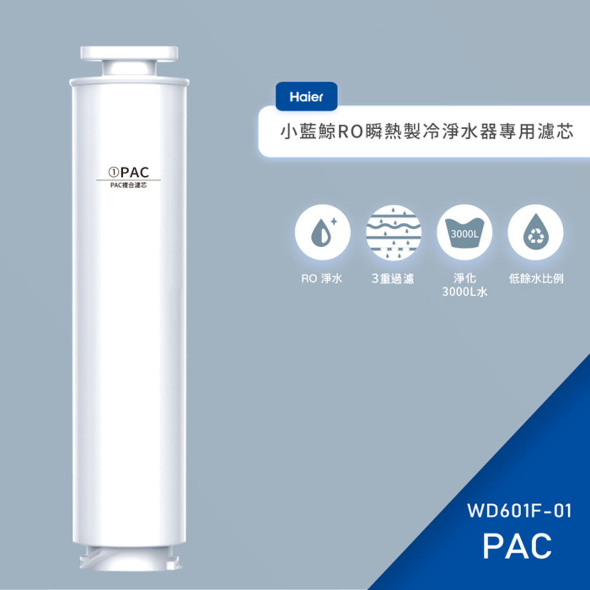 【專用濾心】Haier海爾小藍鯨免安裝RO瞬熱製冷淨水器 第一道活性碳濾心 WD601F-01