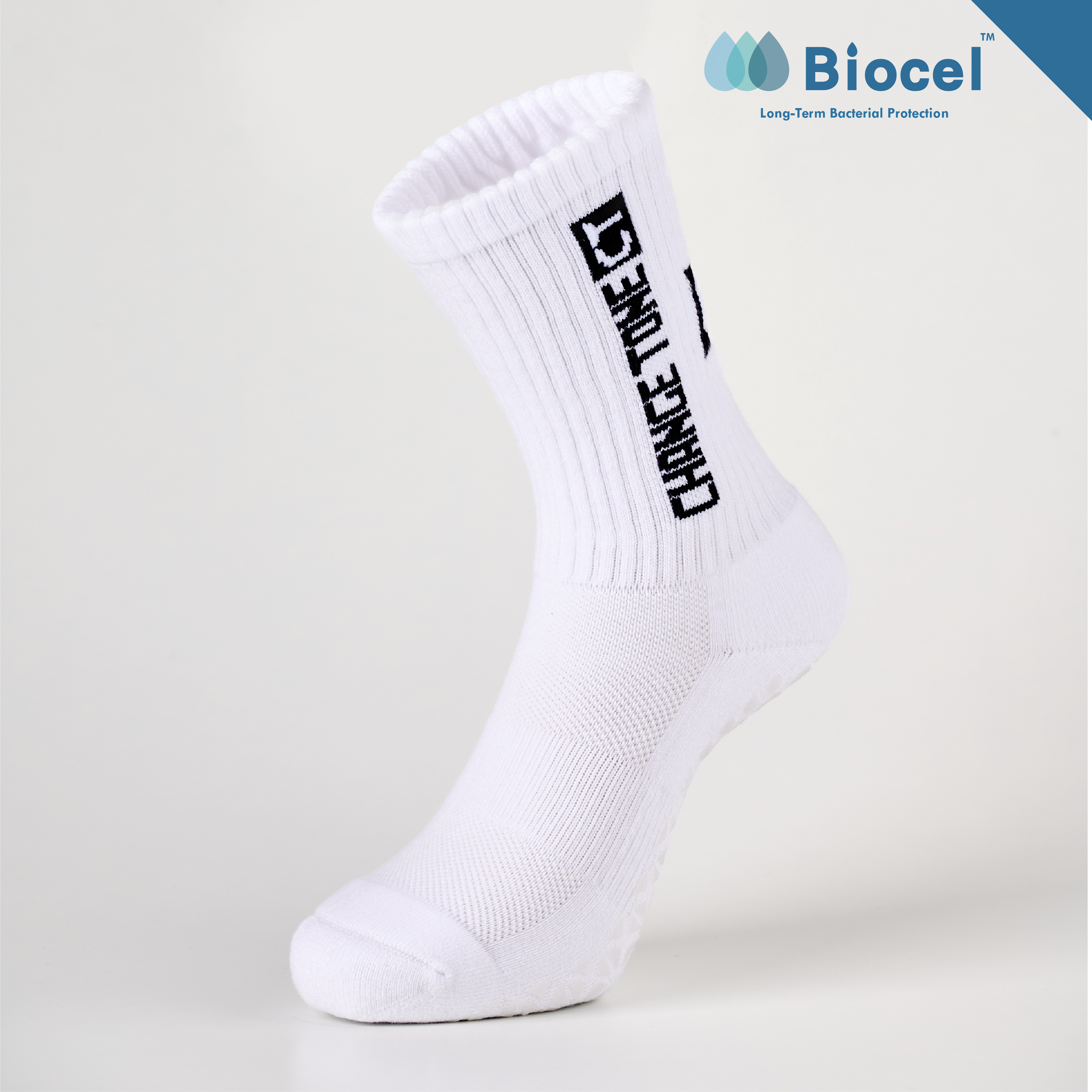 抓地者抗菌運動機能襪〈白〉