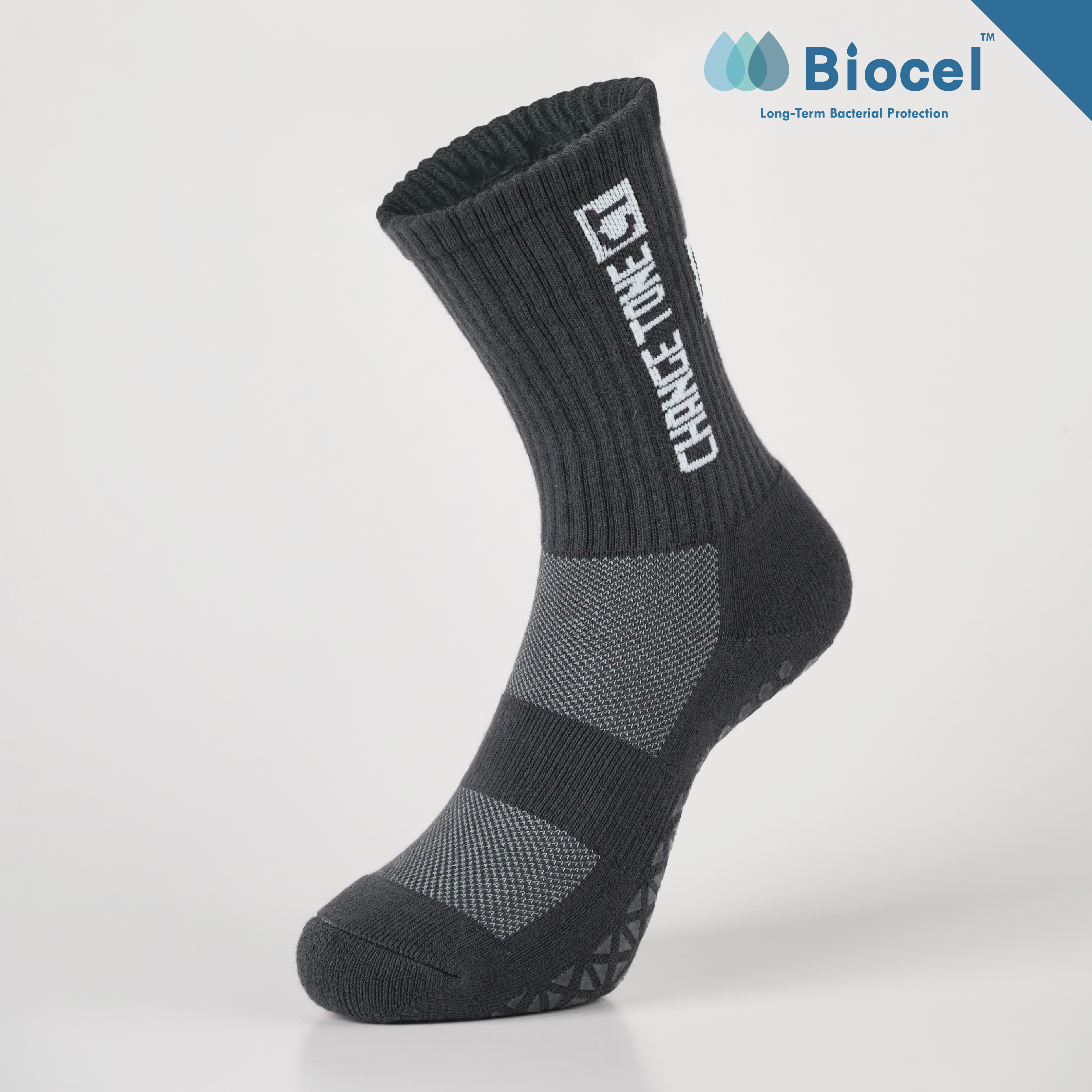 抓地者抗菌運動機能襪〈灰〉