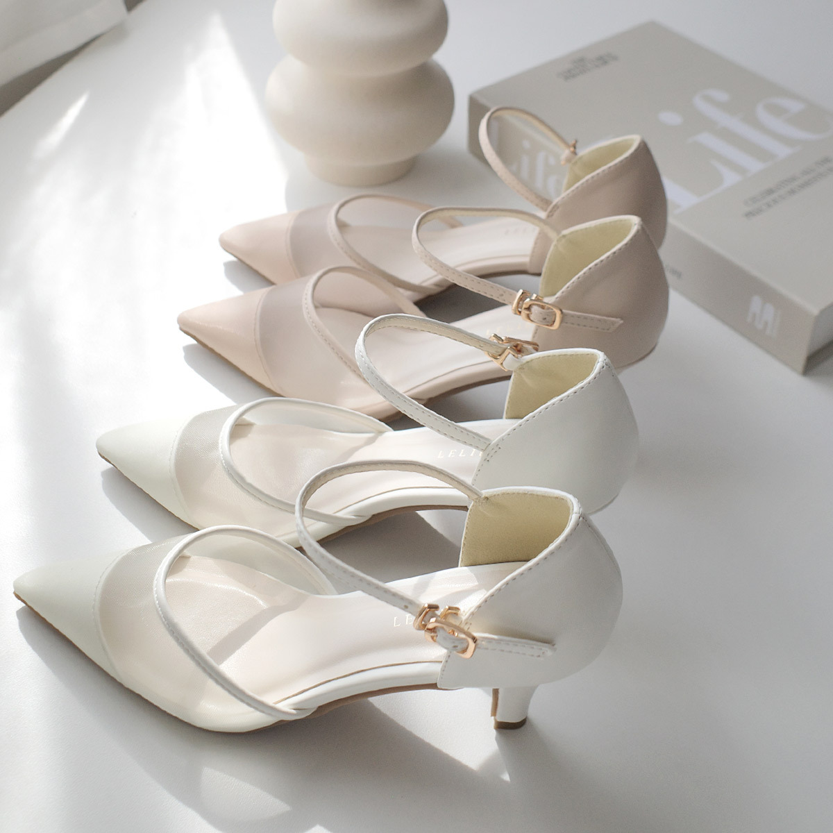 場合穿搭 尖頭薄紗高跟鞋【RYL202】