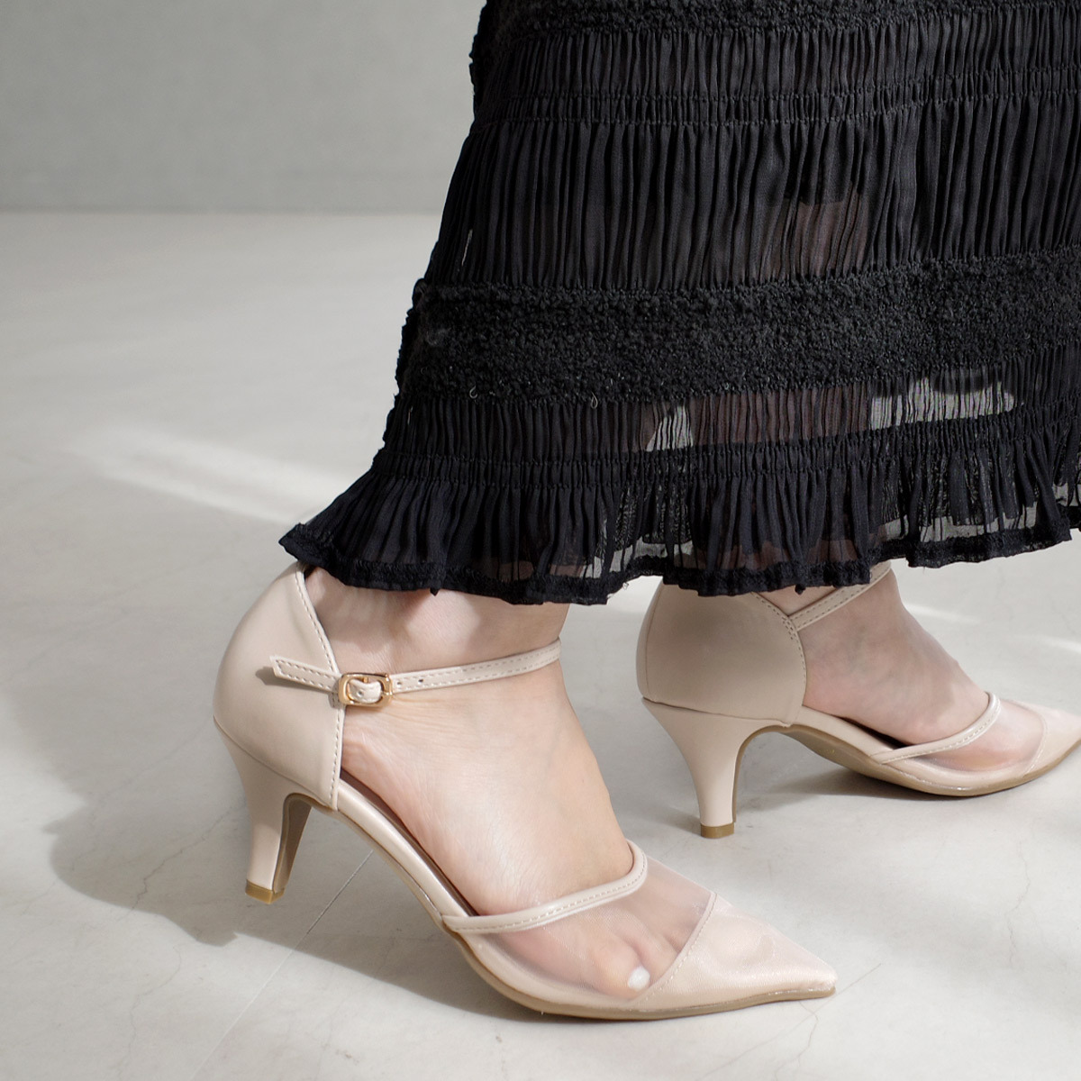 場合穿搭 尖頭薄紗高跟鞋【RYL202】