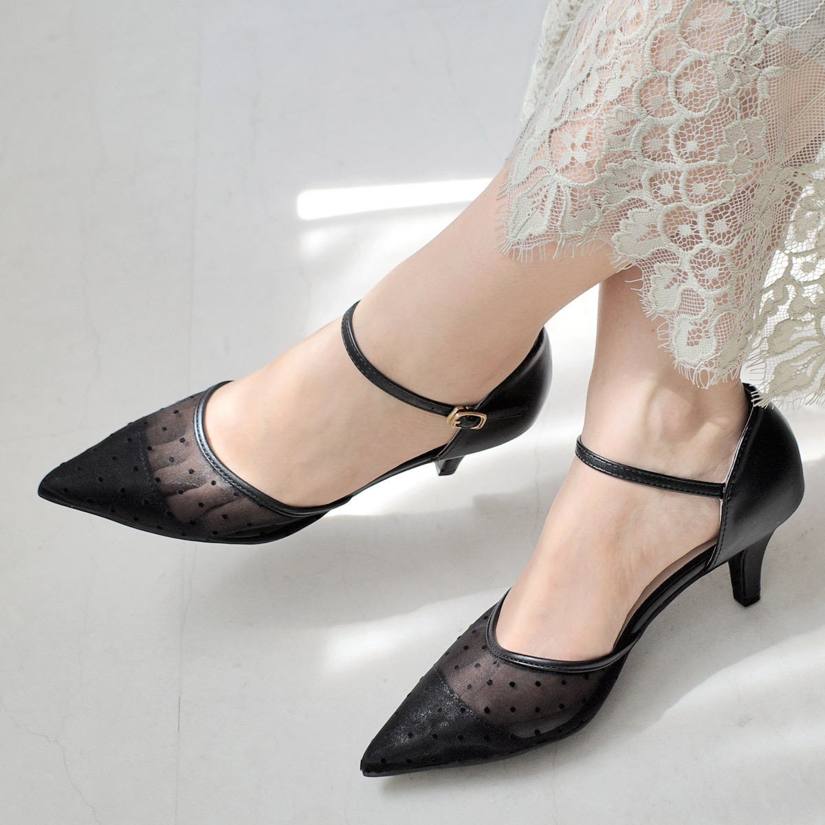 場合穿搭 尖頭薄紗高跟鞋【RYL202】