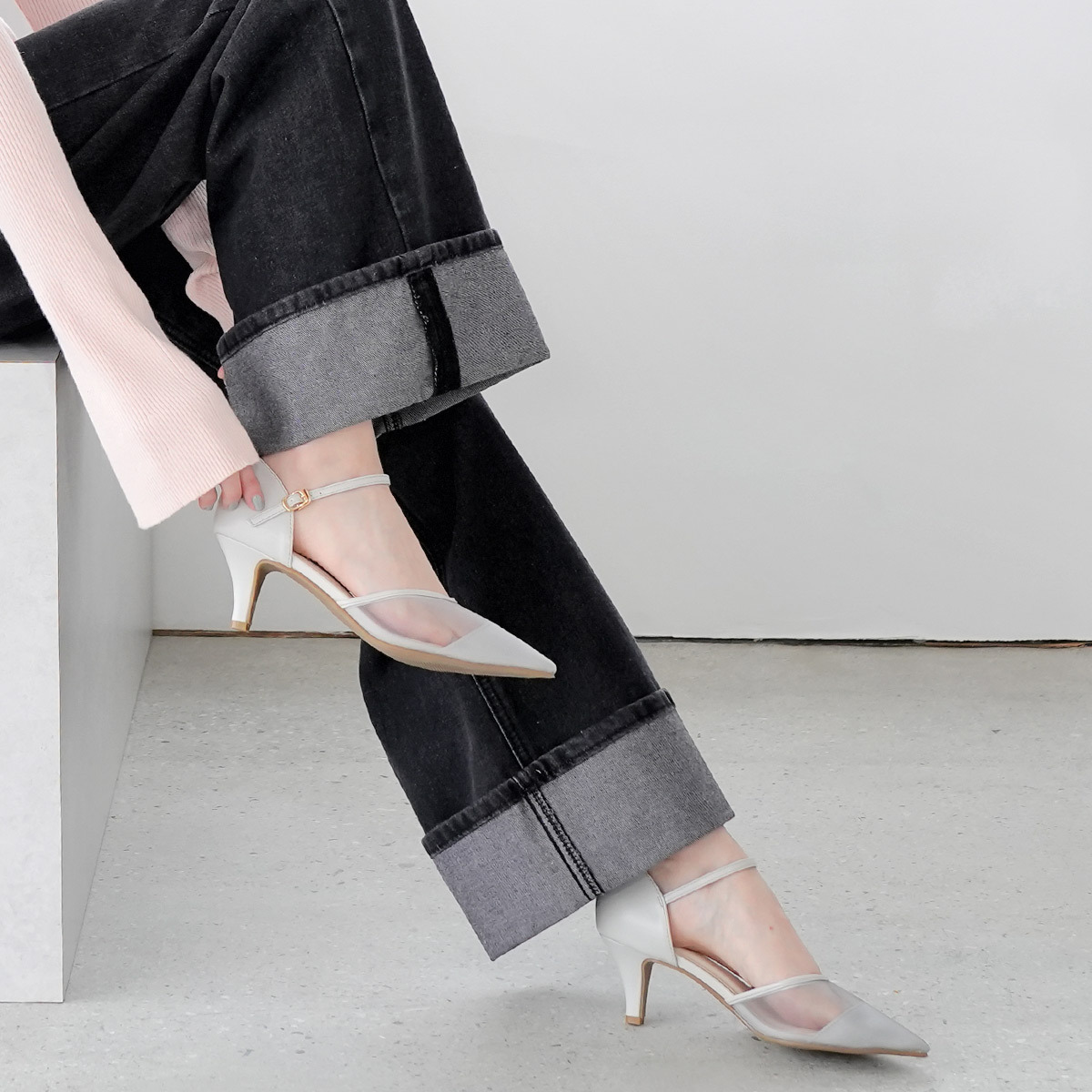 場合穿搭 尖頭薄紗高跟鞋【RYL202】