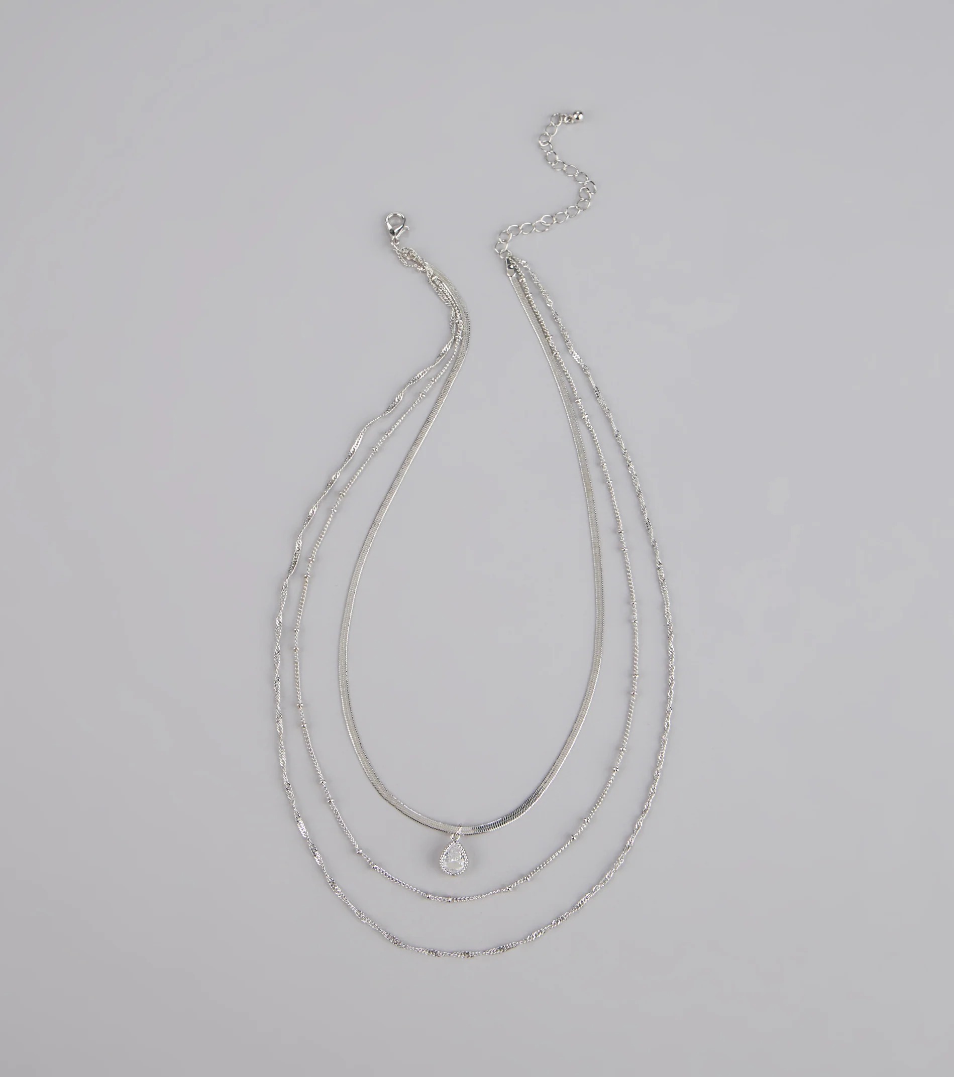 Lux Silver銀色多層次水鑽項鍊