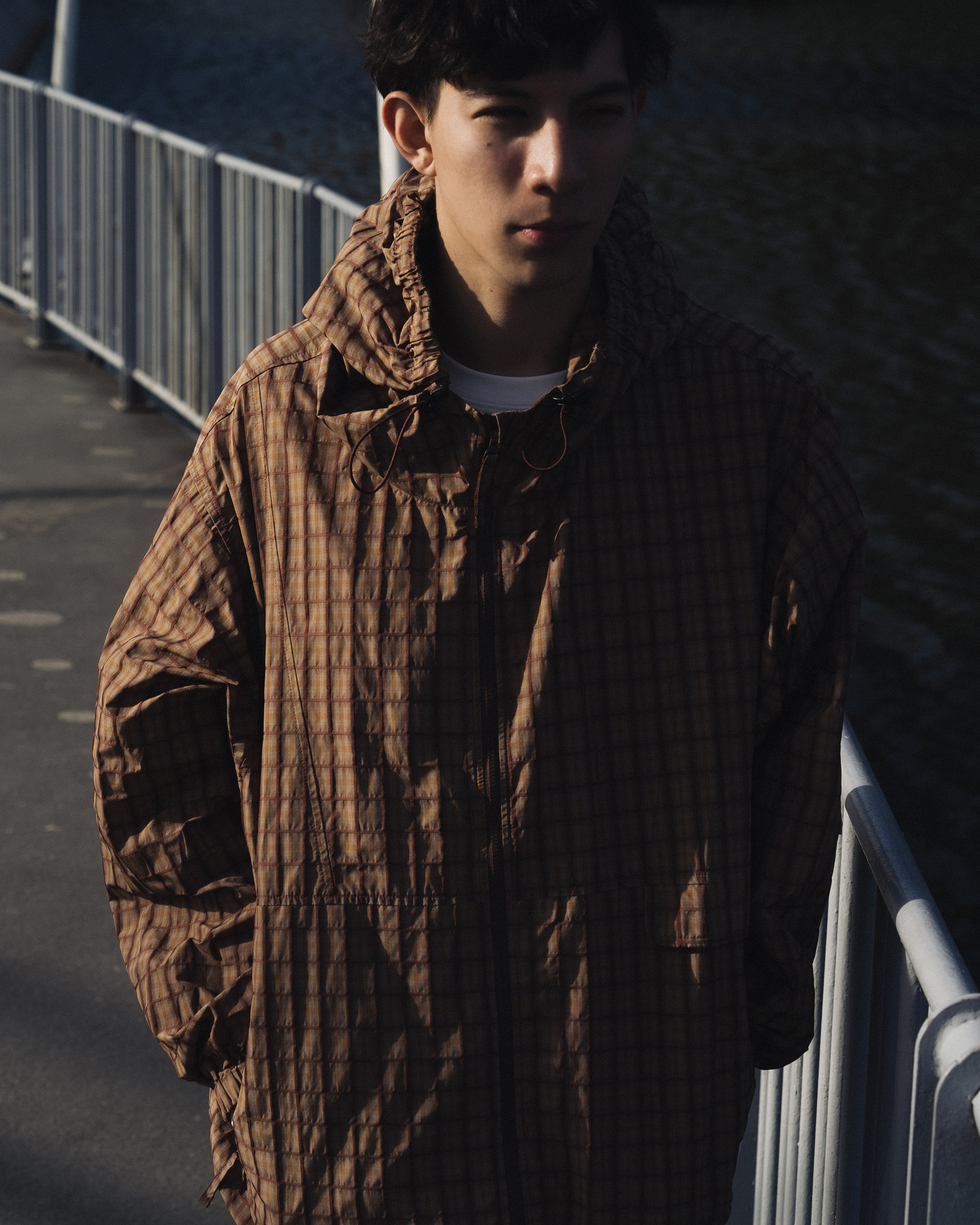 idealism 3D Check Jacket 棕色 綠色 尼龍 格紋 連帽外套【ID25060】