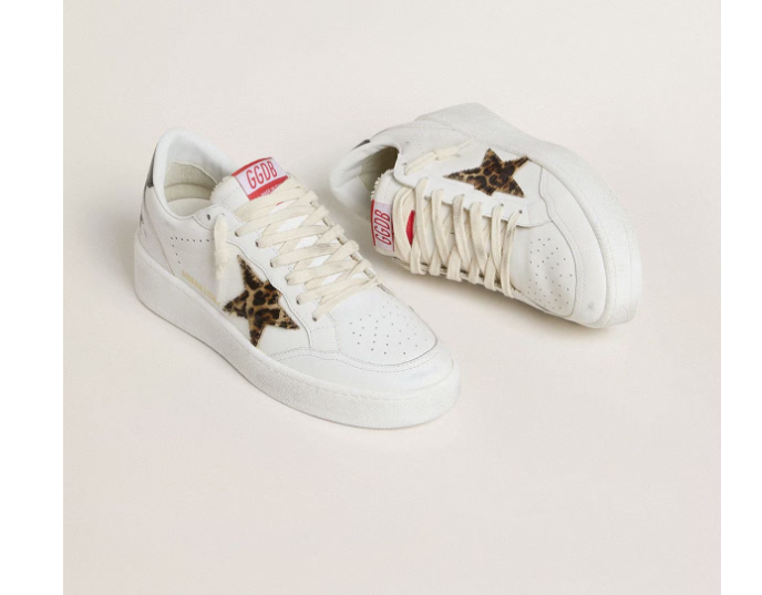 1FF0101-083 GOLDEN GOOSE Ball Star With Leopard Pony Skin Star And Black Laminated Leather Heel Tab (SS26) #GWF00804.F007323.10889 (S-EU-E)