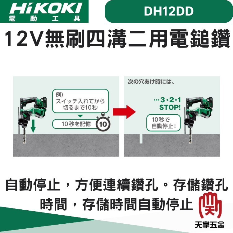 HiKOKI 12V無刷四溝二用電鎚鑽 DH12D