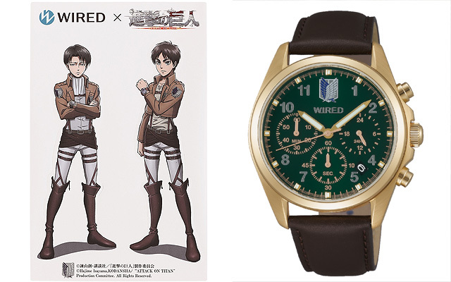 萬年鐘錶 - ALBA  雅柏錶 WIRED  X《進擊的巨人》限量聯名綠面三眼計時男錶  AY8008X1 /  VD53-KJ30G 錶徑38.3MM