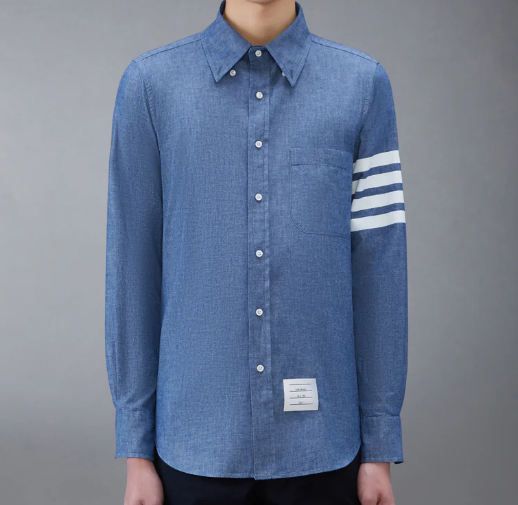 1FF0101-140 THOM BROWNE Chambray 4-Bar Shirt (SS26) #MWL272E-00111-450 (C-EU-E)