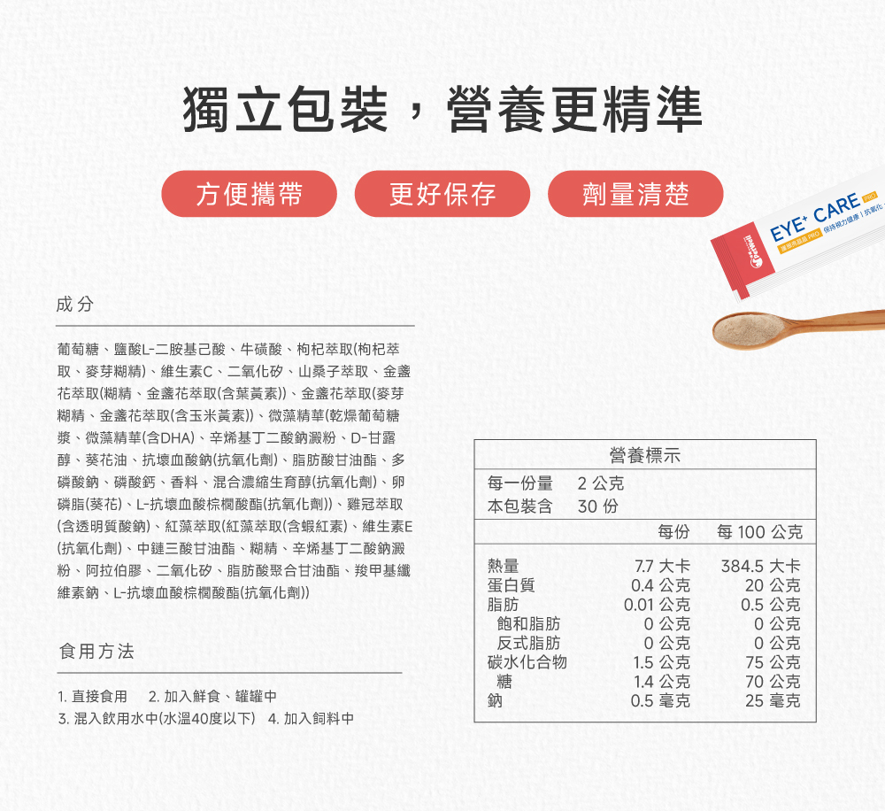 沛威專效保健狗用護眼成分表