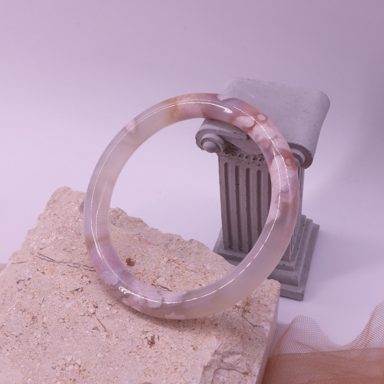 【天然石水晶手鐲】圈口尺寸58～59 天然粉水晶/芋香奶凍/淡粉花蜂蜜櫻花瑪瑙/爆晶細閃紅柚漸層櫻花瑪瑙