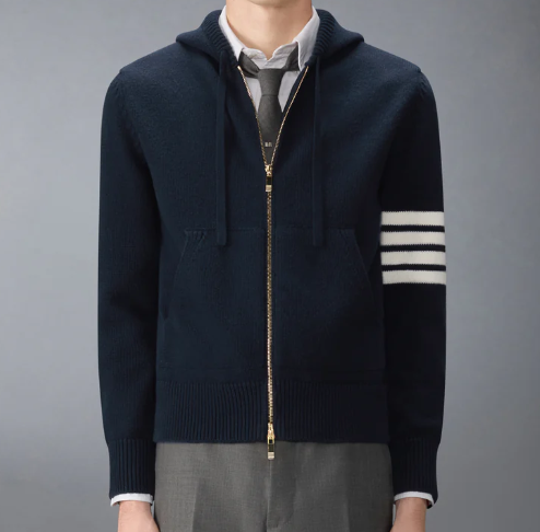 1FF0101-142 THOM BROWNE Lunar New Year Intarsia Merino 4-Bar Zip Up Hoodie (SS26) #MKT024A-Y1029-415 (C-EU-E)