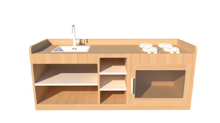 KITCHEN STOVE / OVEN / SINK WITH OPEN SHELF SET
