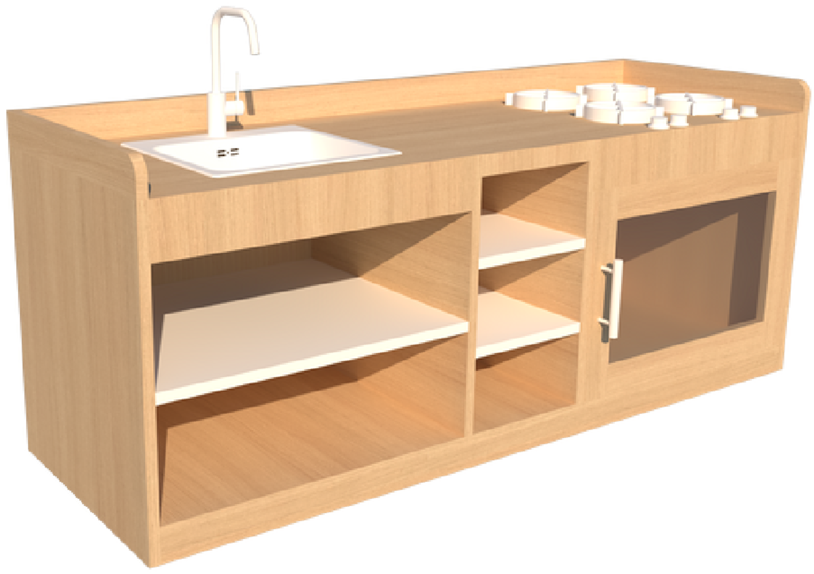 KITCHEN STOVE / OVEN / SINK WITH OPEN SHELF SET