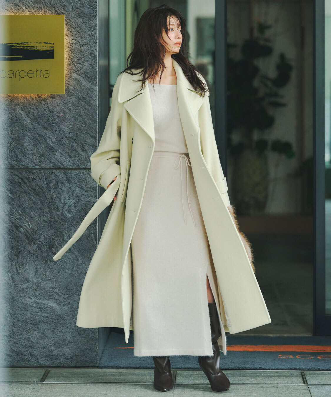 [預購]折扣COCO DEAL 浣熊毛混針織窄裙