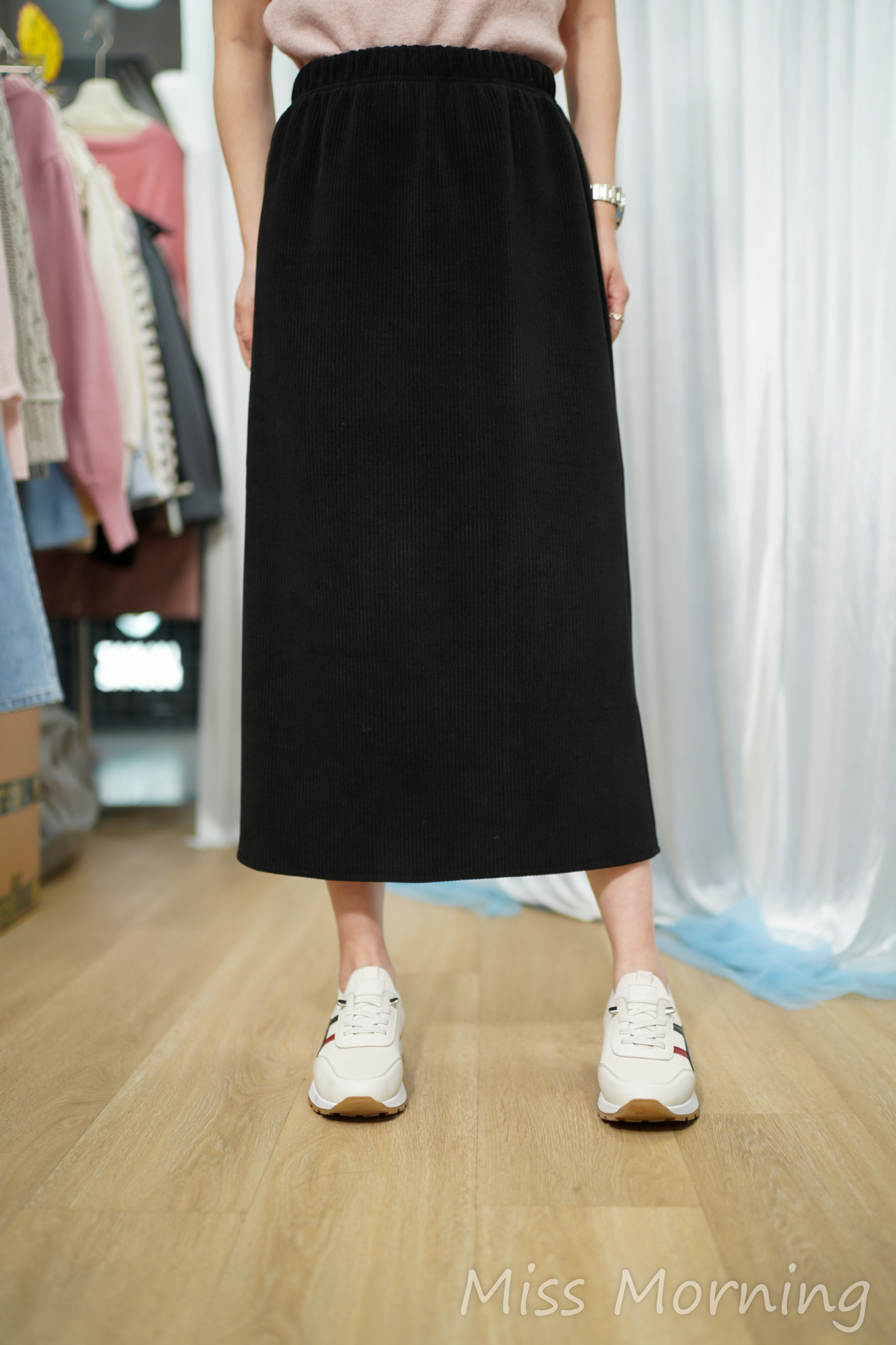 彈性內加薄身絨底包臀裙(34068)