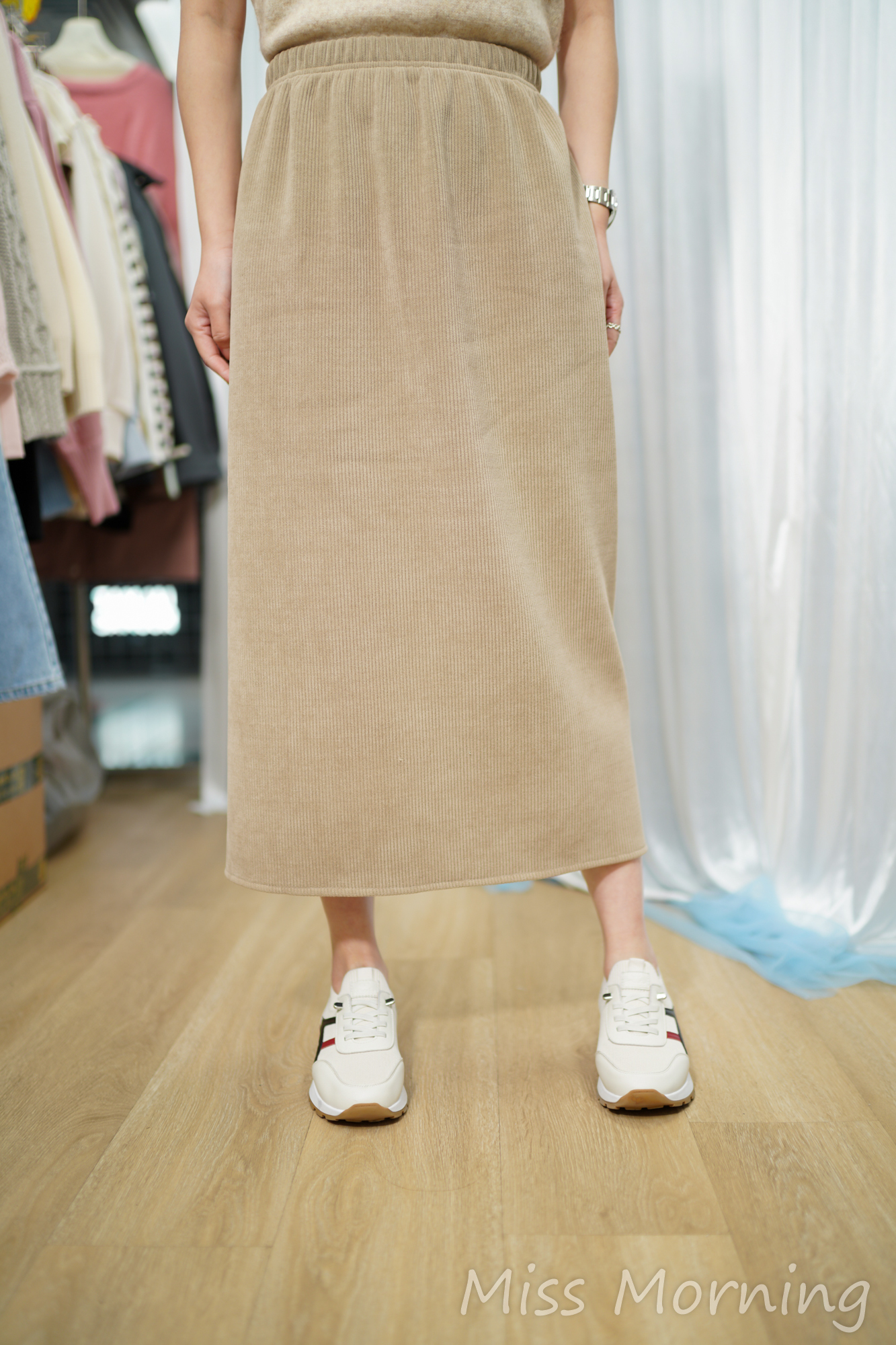 彈性內加薄身絨底包臀裙(34068)