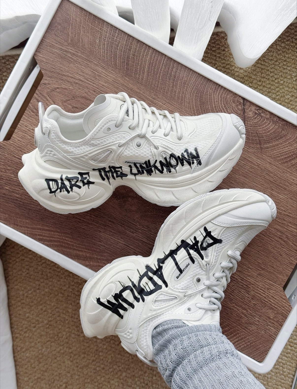 男鞋 PALLASPACE SNEAKERS 白色 敖瑞鵬同款 透氣 增高 快速綁帶 老爹鞋 休閒鞋【04559-106】