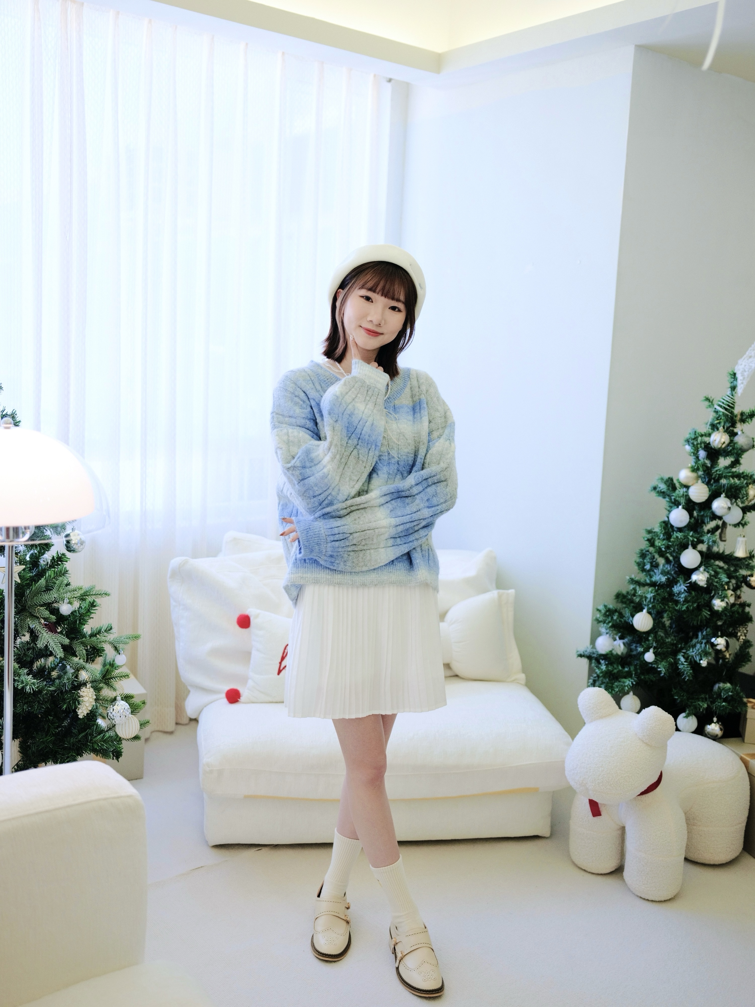 兩色 / 質感百褶小A字短裙褲 / Light Texture A-Line Pleated Skirt