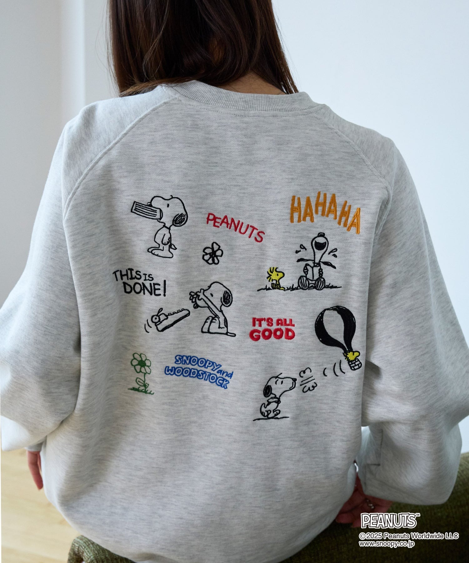 🇯🇵 PEANUTS X MONO-MART 史努比家族 復古 刺繡印花 寬鬆 大學T 長袖 內刷毛 / 預購