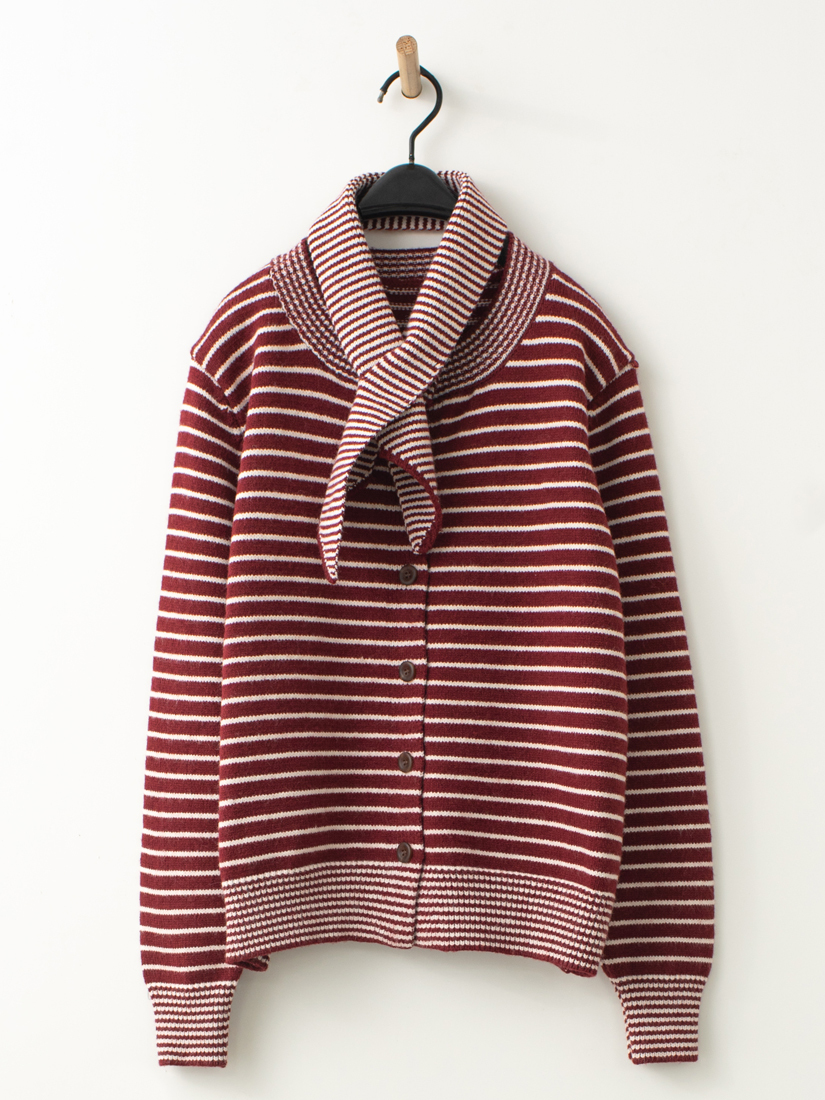 配色條紋針織外套(附圍脖)