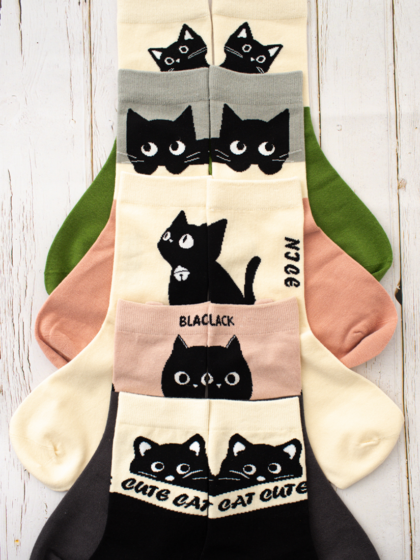 貓咪日常中筒棉襪