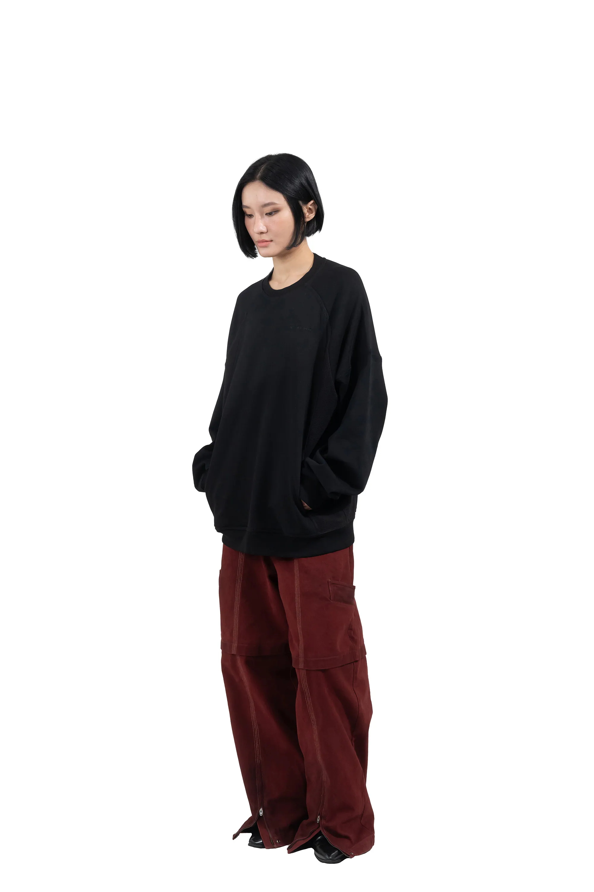 【車庫服飾】SILVER NINE WASTELAND-005：拼接雙口袋指套大學T