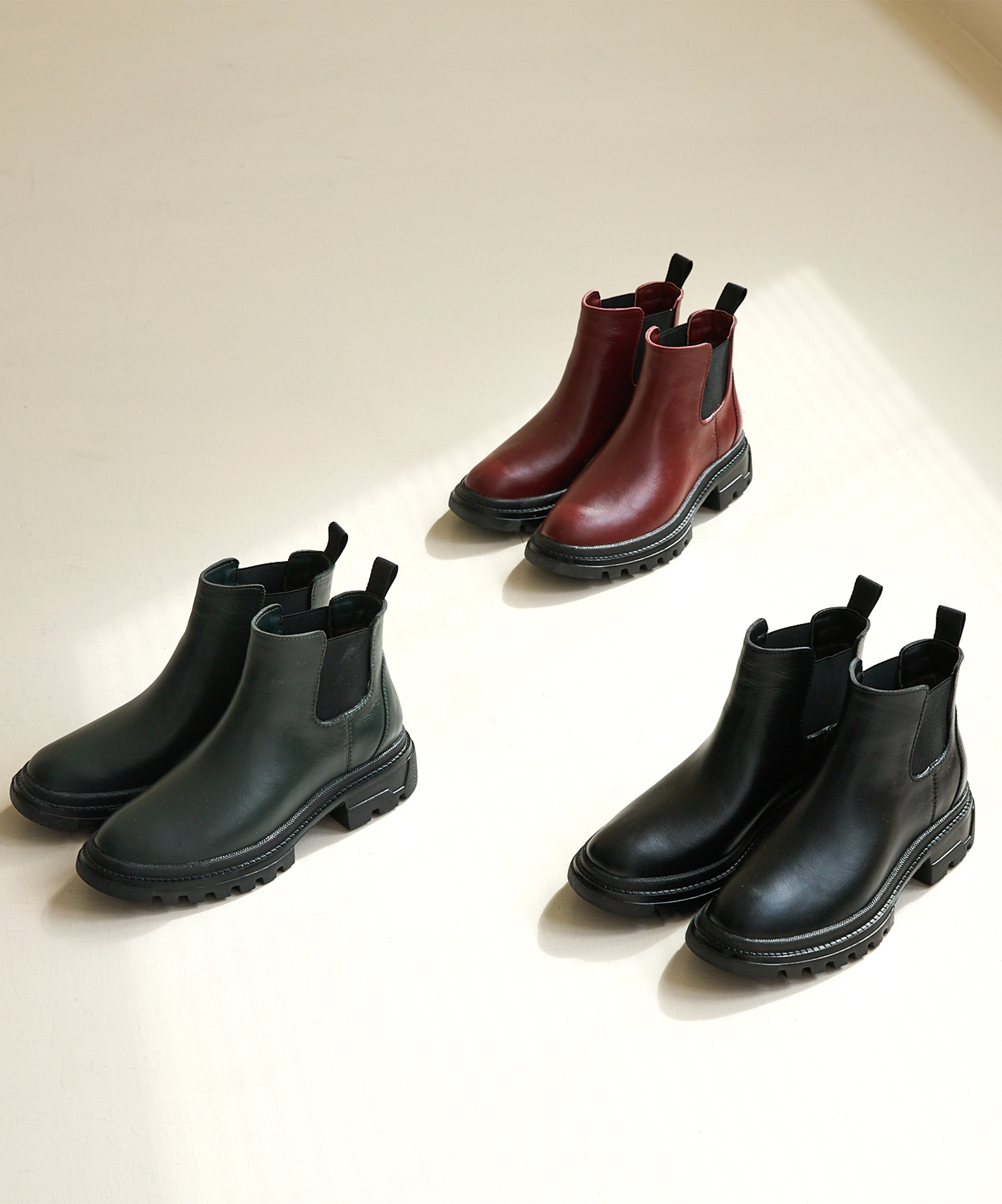 Rainnie仿皮紋切爾西雨靴(三色)