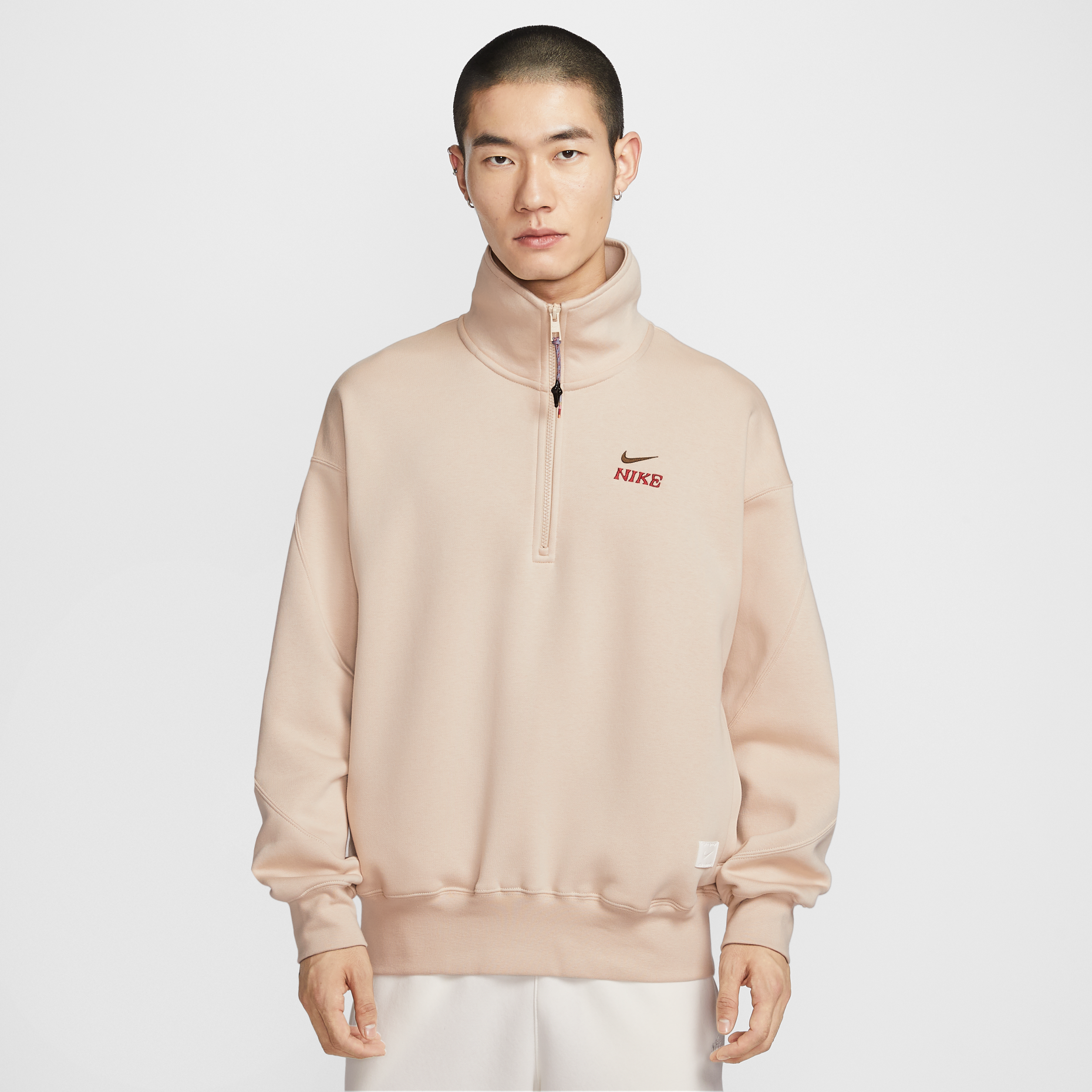 男款 NIKE NSW CNY TEE 紅色 沙色 馬年 新年 印花 飛馬 內刷毛 立領 寬鬆 刺繡 長T【IQ3708】NKTF