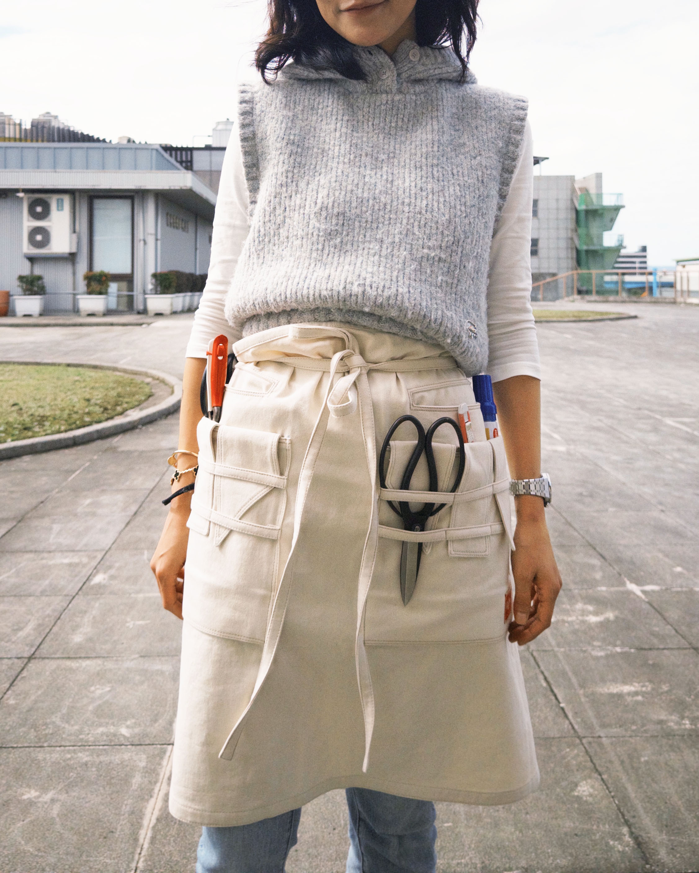 【部分現】韓國GGOTT 純手工花藝職人半身圍裙（三色）