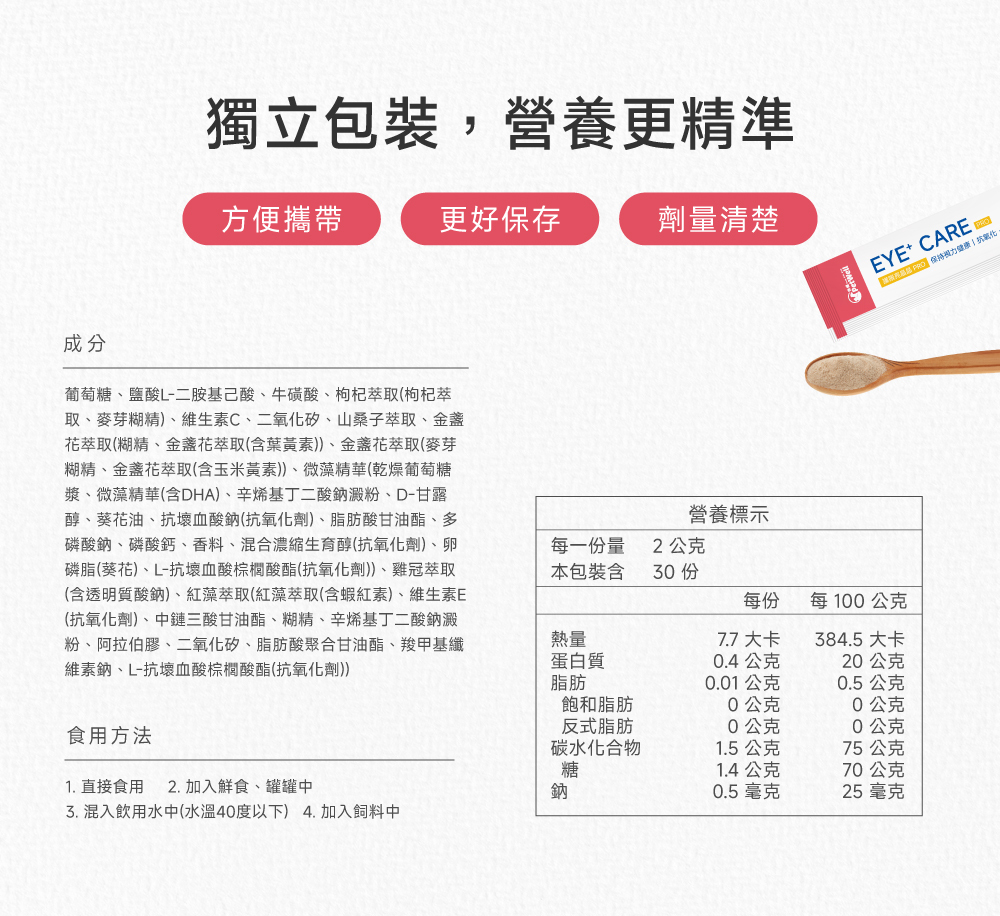 沛威專效保健貓用護眼亮晶晶PRO成分表