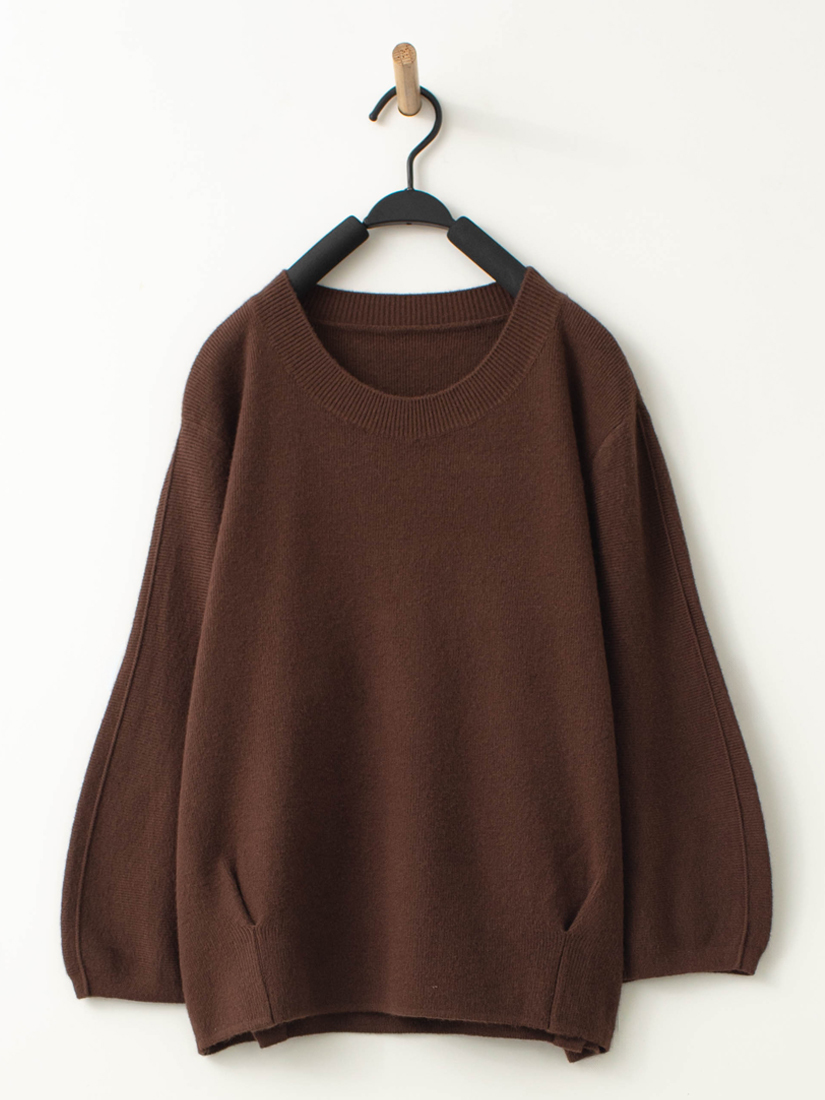 蓬袖針織上衣木耳邊條紋內搭格紋法蘭絨蛋糕長裙組合