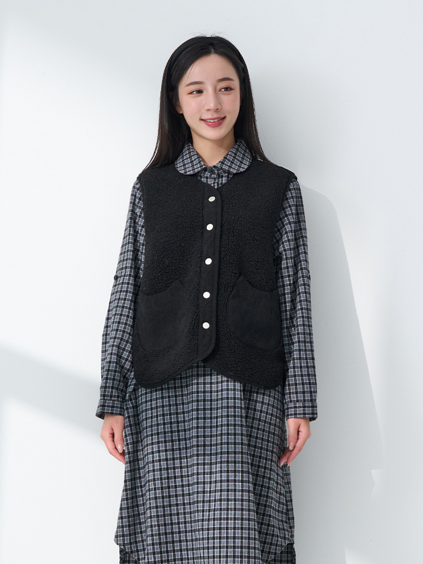 溫暖搖粒絨條絨貓咪口袋背心