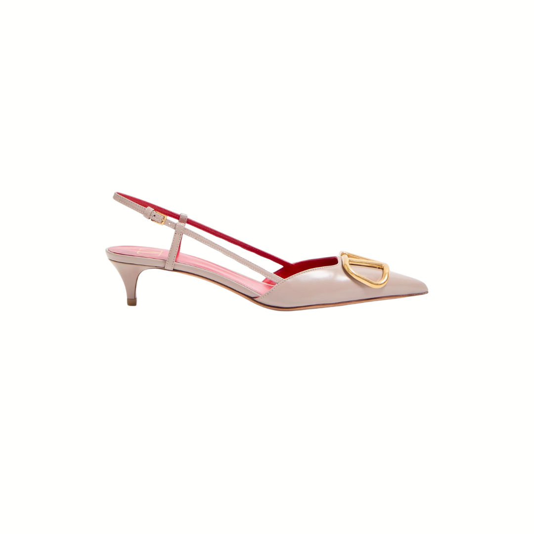 1FF0101-166 VALENTINO GARAVANI Vlogo Signature Calfskin Slingback Pump 40Mm / 1.6 In. Poudre (SS26) #8W2S0Q70DSH.P45 (S-EU-E)