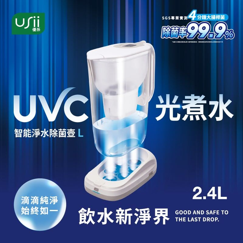 USii UVC 深紫外光智能淨水除菌壺 2.4L (超取限制請單獨下單)