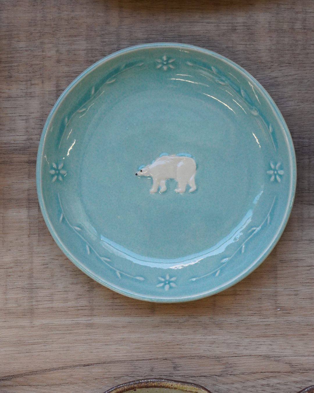 動物系列 藍綠釉裂北極熊小碟｜益子燒